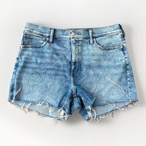 Express Shortie High Rise Denim Jean Shorts Size 14 Hyper Stretch